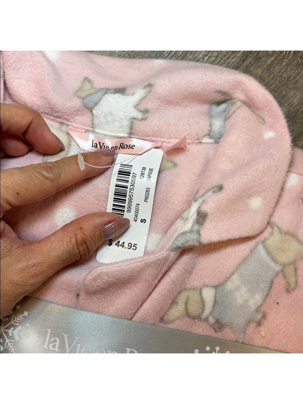 *La Vie en Rose Pink Dachshund Dog Print Fleece Pajama Set NWT S - Picture 3 of 4